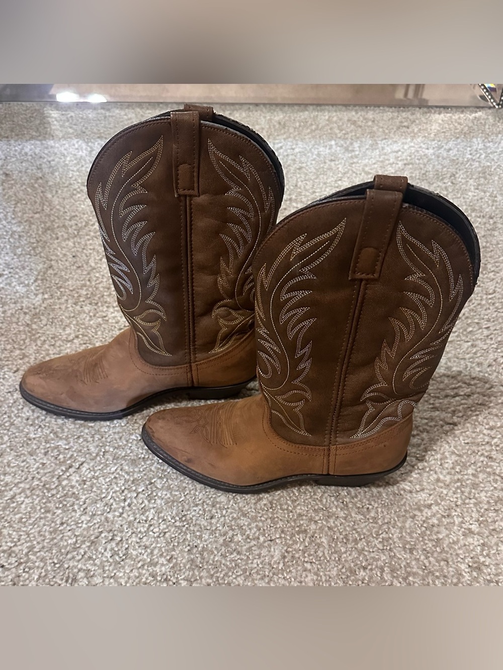 Brown Western Leather Cowboy Boots - Picture 7 of 9